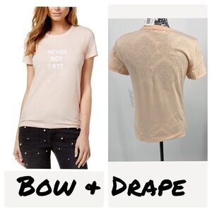 Bow & Drape never not late sequin t-shirt pink